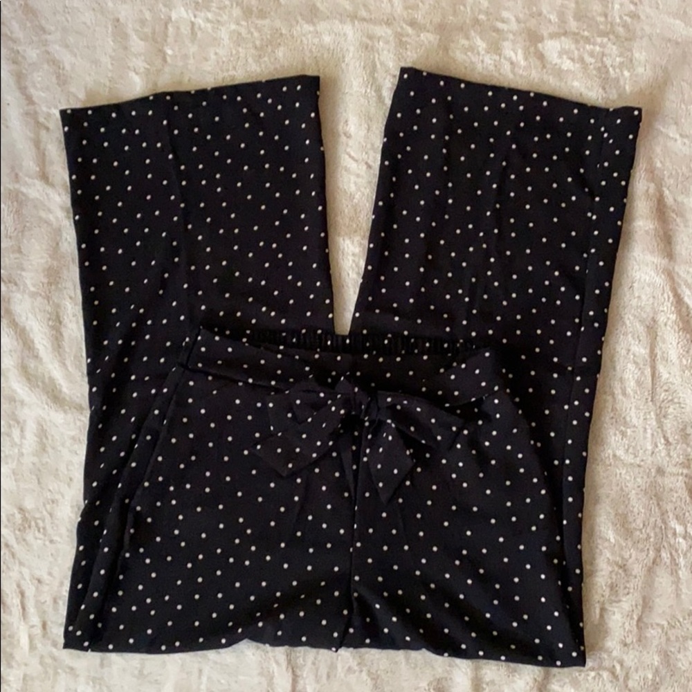 E&M Black Tie Front Palazzo Pants